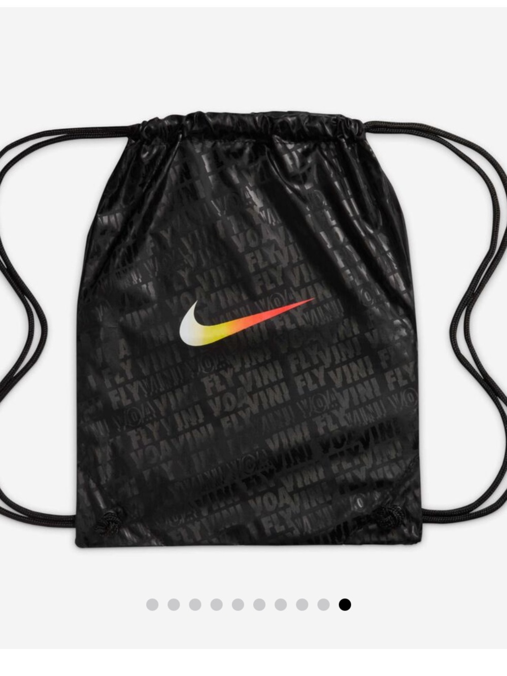 Nike Black Drawstring Bag with Yellow-Red Gradient Swoosh new - Picture 1 of 6